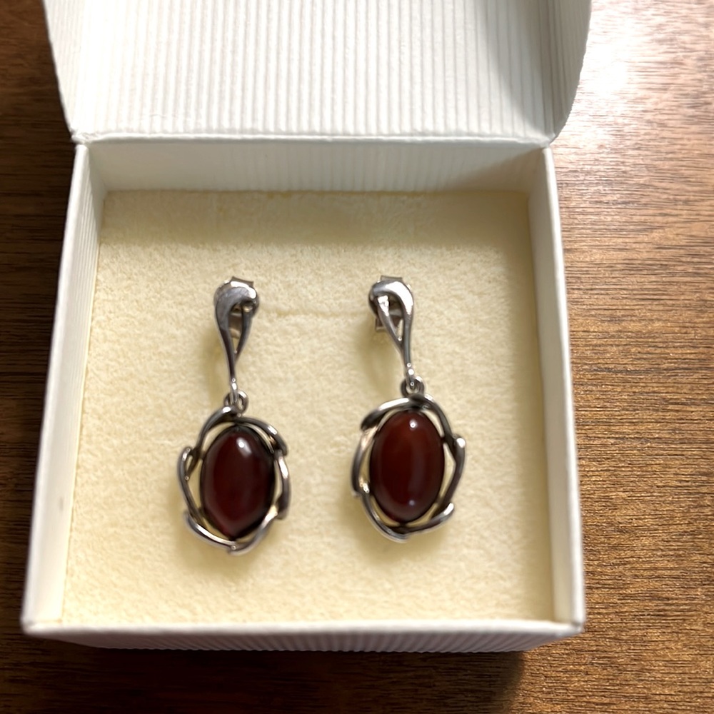 Exquisite .925 Sterling Silver/Amber Earrings from Schubert Jeweler’s in Poland